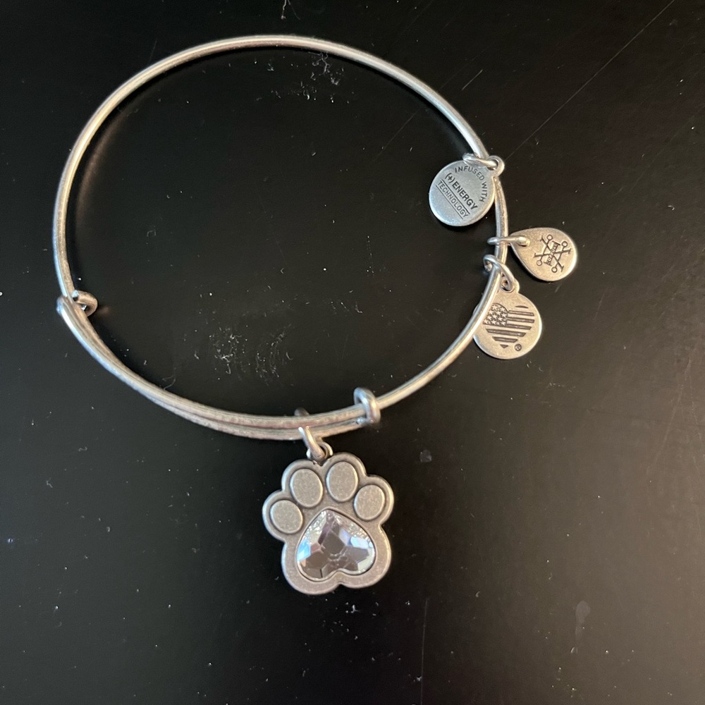 Alex and Ani Silver Paw Charm Bangle Bracelet